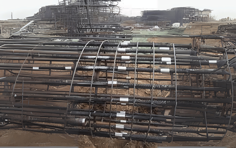 Reinforcement cage with starter bars at a construction joint where couplers need thread protection