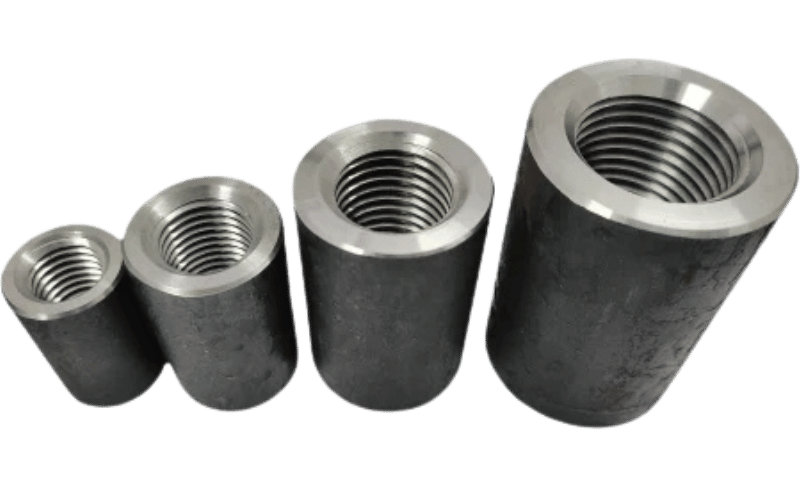 Different sizes of parallel thread rebar couplers from a complete supplier range